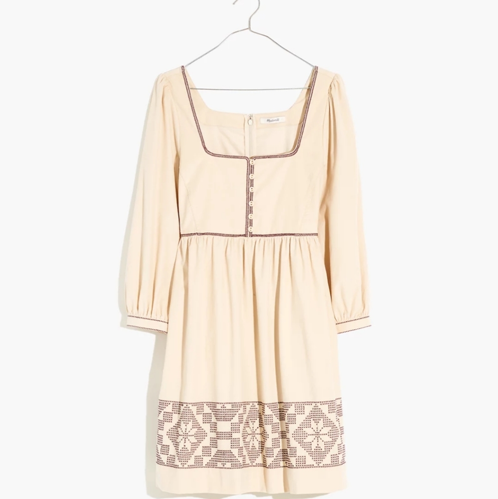 Madewell Cream and Brown Mini Dress